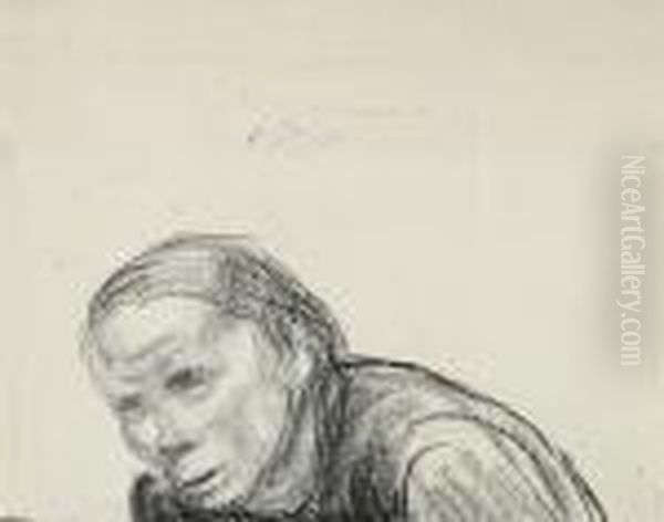 Frauenkopf Nachlinks Oil Painting by Kathe Kollwitz