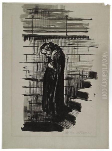 Schwangere, Ins Wasser Gehend Oil Painting by Kathe Kollwitz