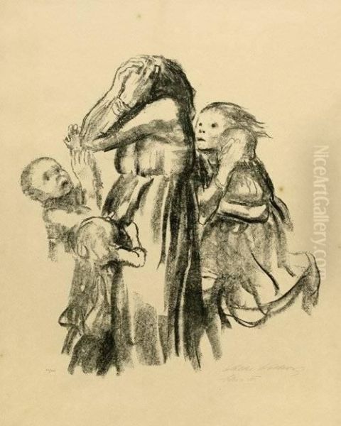 Gefallen (ii. Fassung). Oil Painting by Kathe Kollwitz