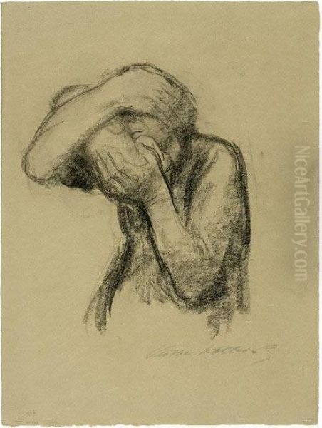 Mutter, Saugling An Ihr Gesicht Druckend Oil Painting by Kathe Kollwitz