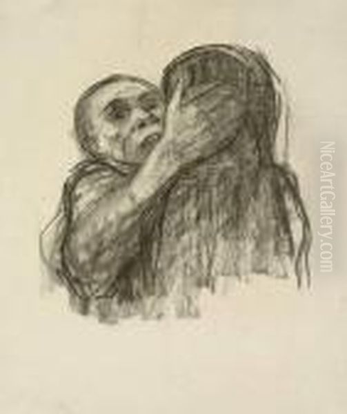 Tod Wird Als Freund Erkannt Oil Painting by Kathe Kollwitz