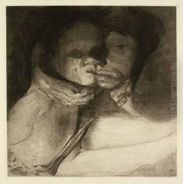 Tod, Frau Und Kind Oil Painting by Kathe Kollwitz