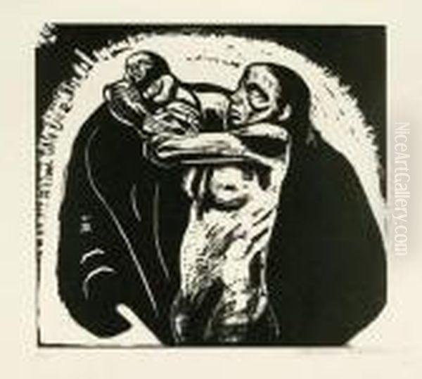 Darstellung); 47,5 X 66,5 Cm 
(blattgrose, Der Bogen Deutlich Groser Als Bei Knesebeck Angegeben) Oil Painting by Kathe Kollwitz