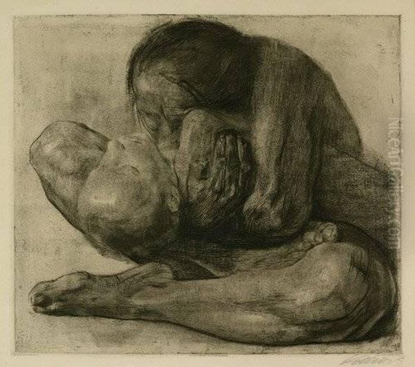 Plattenrand); 56 X 72 Cm (blattgrose) Oil Painting by Kathe Kollwitz