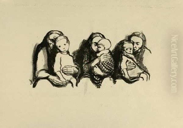 Lithographie Auf Chamoisfarbenem Butten Oil Painting by Kathe Kollwitz