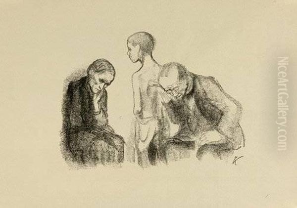 Lithographie Auf Chamoisfarbenem Butten Oil Painting by Kathe Kollwitz