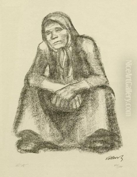 Lithographie Auf Geripptem Butten Oil Painting by Kathe Kollwitz