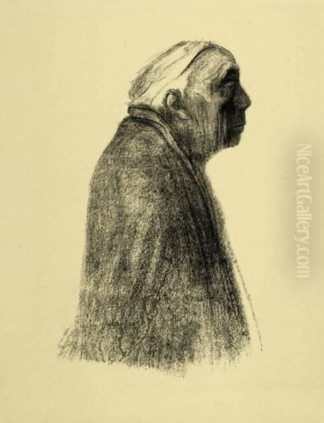 Selbstbildnis Im Profil Nach Rechts Oil Painting by Kathe Kollwitz