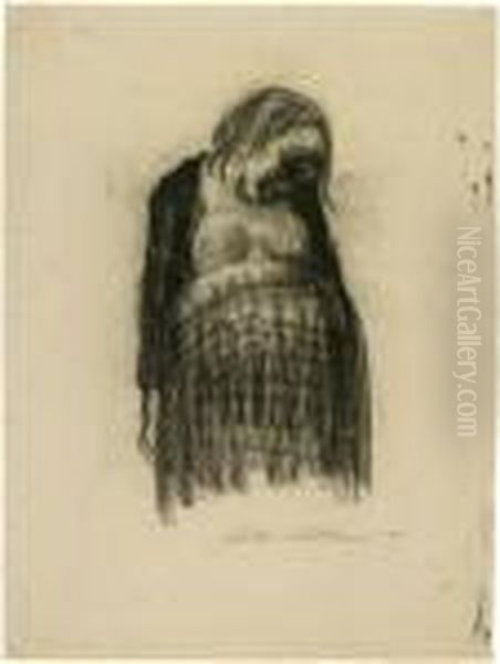 Blattgrose) Oil Painting by Kathe Kollwitz