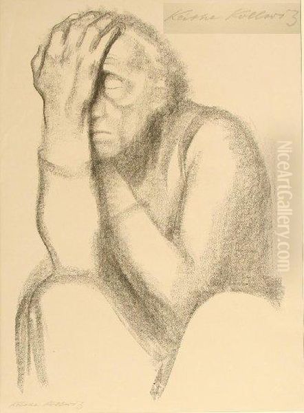 Nachdenkende Frau Oil Painting by Kathe Kollwitz