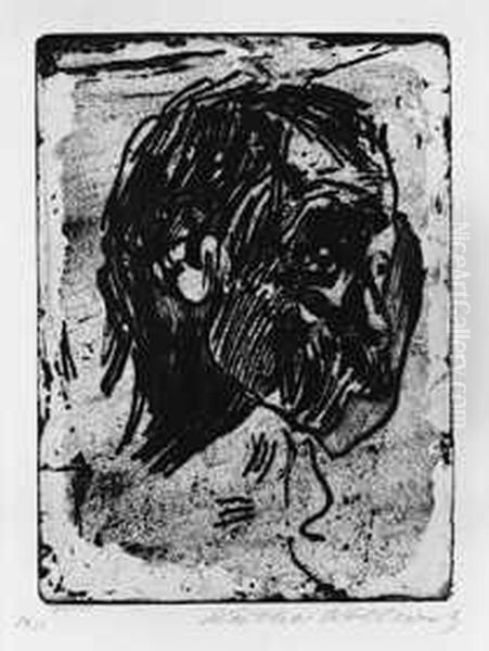 Mannerkopf Nach Rechts Oil Painting by Kathe Kollwitz