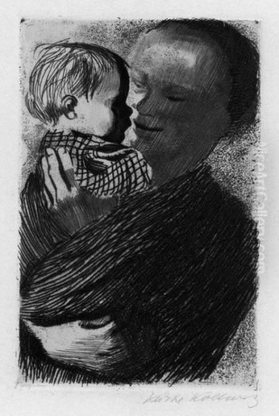 Vor Der Numerierten Auflage Von 
1918 Und Der Gestochenen Schrift Und Verlagsadresse Im Unteren 
Plattenrand Oil Painting by Kathe Kollwitz