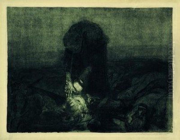 Schlachtfeld. 1907/1921. Oil Painting by Kathe Kollwitz