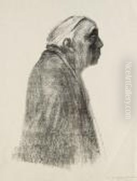 Selbstbildnis Im Profil Nach Rechts Oil Painting by Kathe Kollwitz