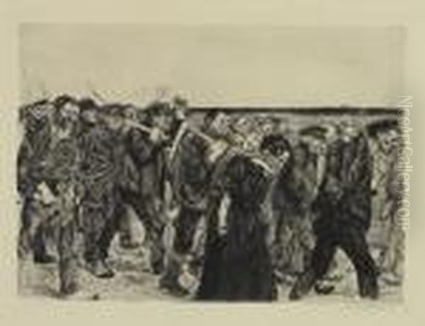 Weberzug. Blatt 4 Aus Dem Zyklus <ein Weberaufstand> Oil Painting by Kathe Kollwitz