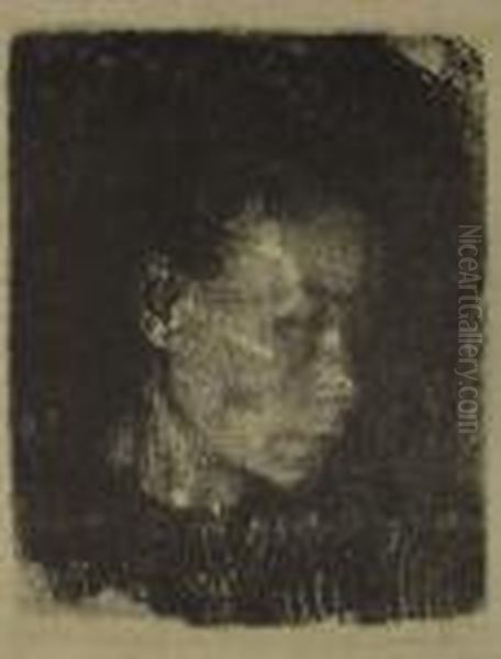 Kopf Einer Arbeiterfrau Im Dreiviertelprofil Nach Rechts Oil Painting by Kathe Kollwitz