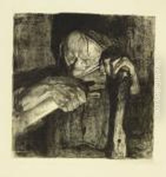 Beim Dengeln. Blatt 3 Aus Dem Zyklus <bauernkrieg> Oil Painting by Kathe Kollwitz