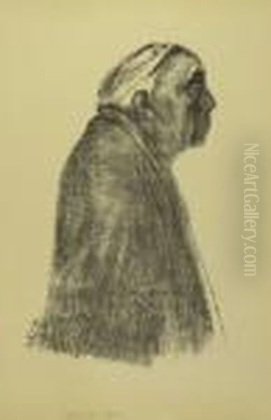 Selbstbildnis Im Profil Nach Rechts Oil Painting by Kathe Kollwitz