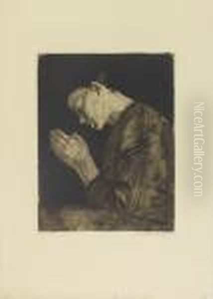 Betendes Madchen. - An Der Kirchenmauer Oil Painting by Kathe Kollwitz