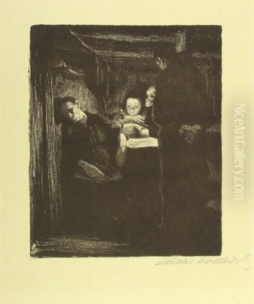 Tod. Blatt 2 Aus Dem Zyklus <ein Weberaufstand> Oil Painting by Kathe Kollwitz