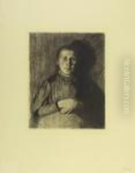 Frau Mit Ubereinander Gelegten Handen. - Schwangere Frau Oil Painting by Kathe Kollwitz