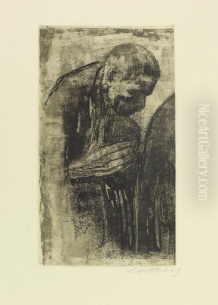 Der Trauernde. Linke Figur Der Ursprunglichen Komposition Oil Painting by Kathe Kollwitz