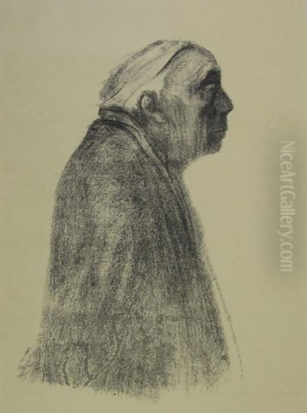 Selbstbildnis Im Profil Nach Rechts Oil Painting by Kathe Kollwitz