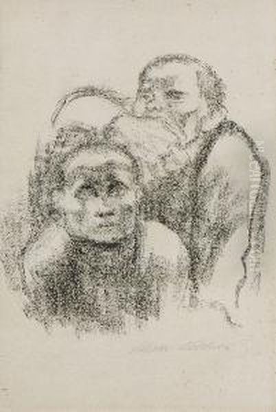 Gefangene, Musik Horend. 1925 Oil Painting by Kathe Kollwitz