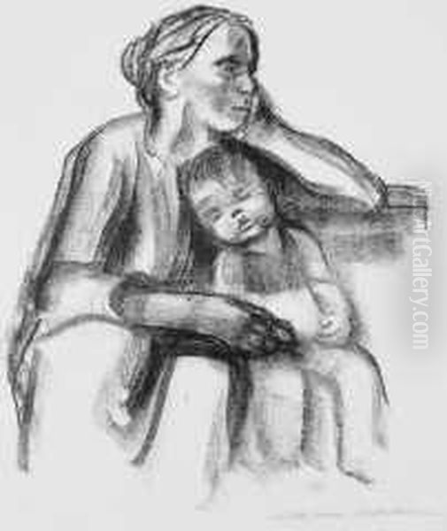 Arbeiterfrau Mit Schlafendem Jungen Oil Painting by Kathe Kollwitz