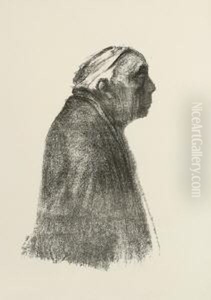 Selbstbildnis Im Profil Nach Rechts. 1938? Oil Painting by Kathe Kollwitz