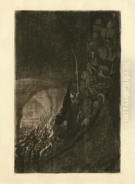 Bewaffnung In Einem Gewolbe, Plate 4 From Bauernkreig Oil Painting by Kathe Kollwitz