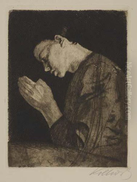 Betendes Madchen Oil Painting by Kathe Kollwitz