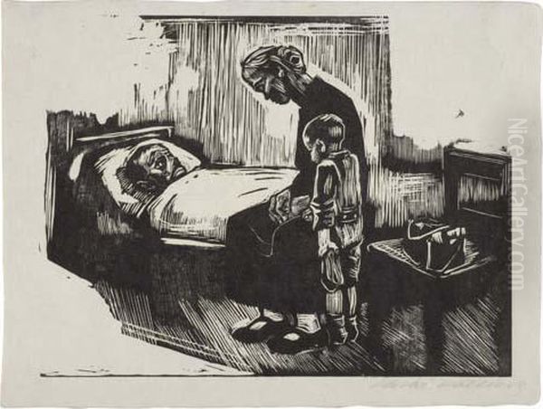 Besuch Im Krankenhaus Oil Painting by Kathe Kollwitz