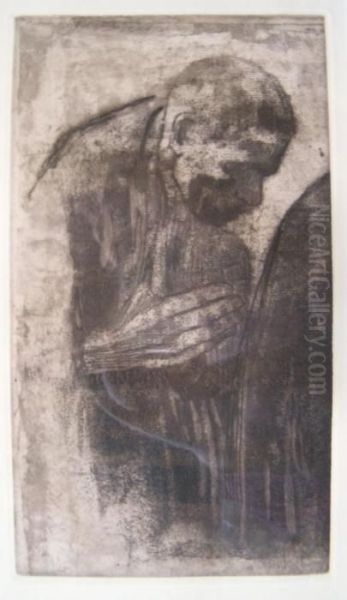 Gedenblatt Fur Karl Liebknecht Oil Painting by Kathe Kollwitz