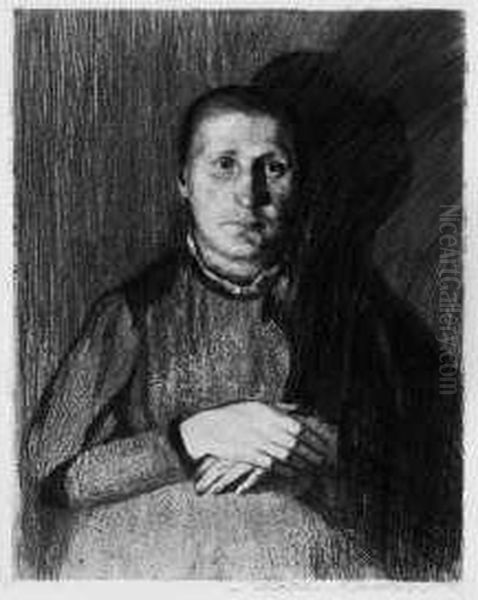 Frau Mit Ubereinander Gelegten Handen Oil Painting by Kathe Kollwitz