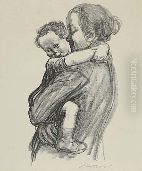 Mutter Mit Jungen Oil Painting by Kathe Kollwitz