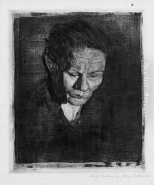 Gesenkter Frauenkopf Oil Painting by Kathe Kollwitz