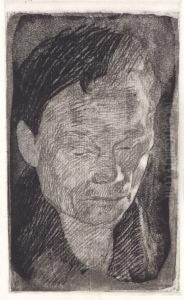 Frauenkopf. Oil Painting by Kathe Kollwitz