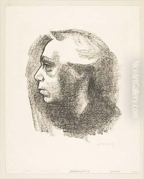 Selbstbildnis<</b> Oil Painting by Kathe Kollwitz