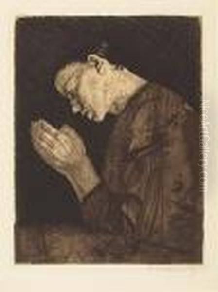 Betendes Madchen<</b> Oil Painting by Kathe Kollwitz