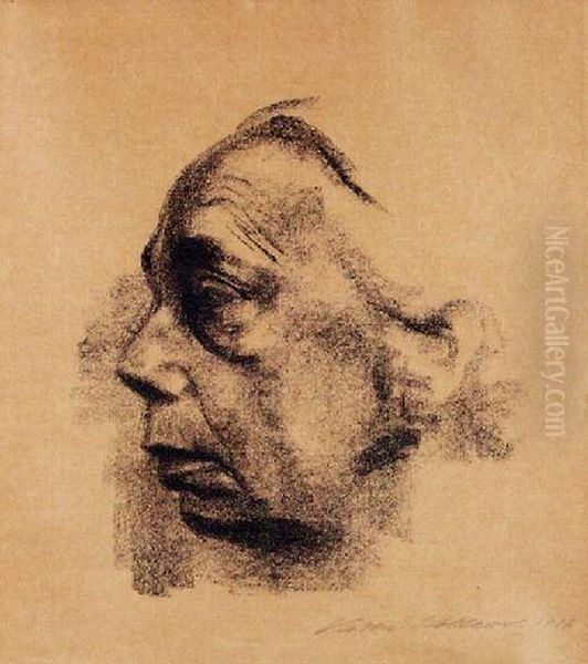 Selbstbildnis Im Profil (k. 227) Oil Painting by Kathe Kollwitz