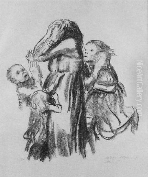 Gefallen (k. 153ib) Oil Painting by Kathe Kollwitz