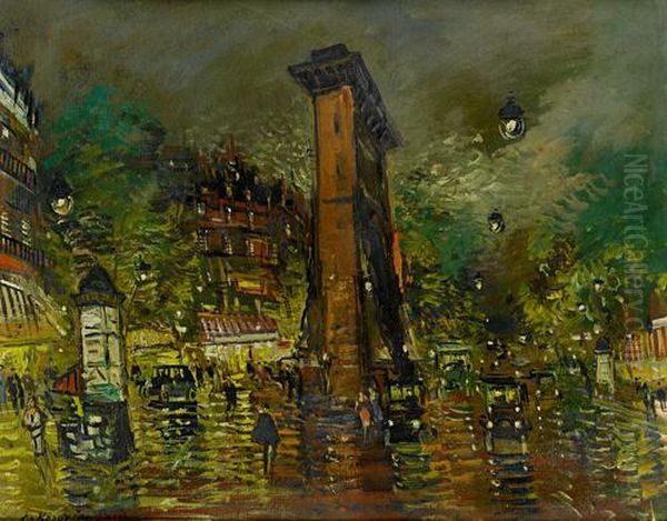 Paris By Night Oil Painting by Konstantin Alexeievitch Korovin