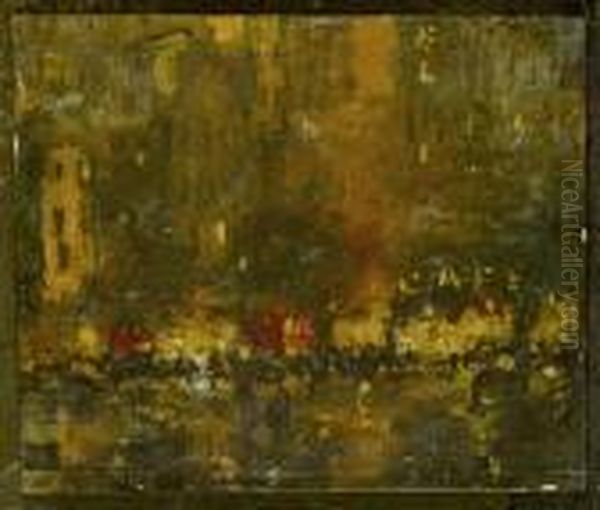 Parisian Cafe Oil Painting by Konstantin Alexeievitch Korovin