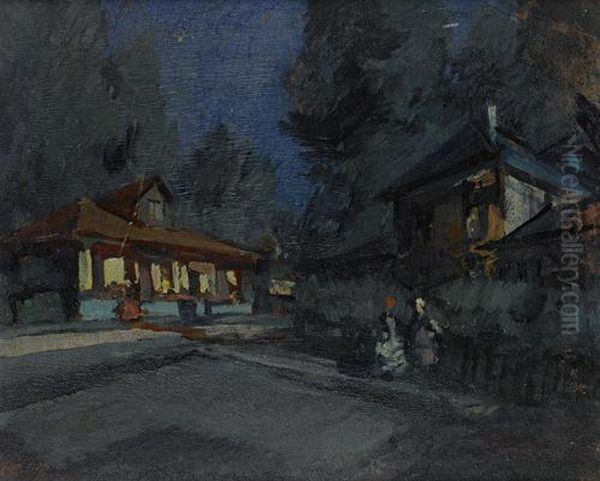 Dusk In The Village Oil Painting by Konstantin Alexeievitch Korovin