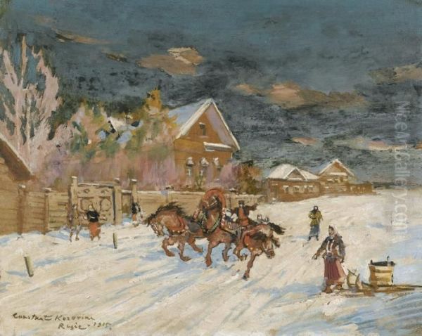 Winter Landscape Oil Painting by Konstantin Alexeievitch Korovin