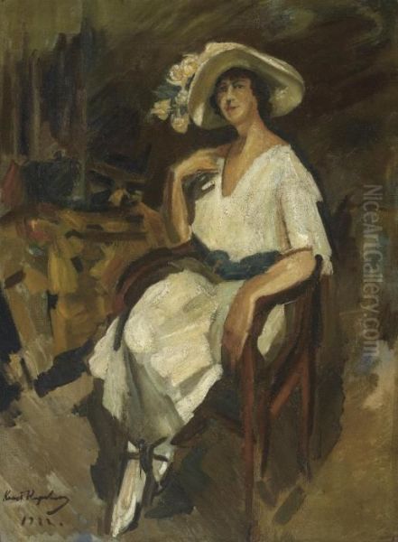 Portrait Of Madame Maria Rubin Oil Painting by Konstantin Alexeievitch Korovin