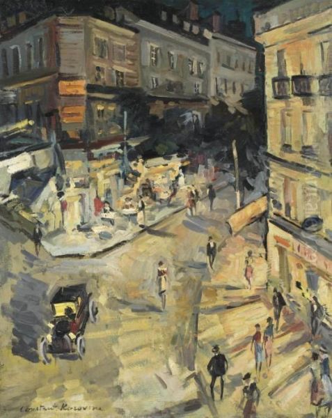 Rue De Paris In Vichy Oil Painting by Konstantin Alexeievitch Korovin