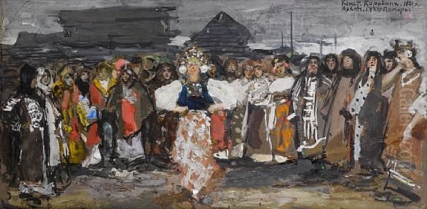 Dancing At A Village Festival, Pomor'e. Oil Painting by Konstantin Alexeievitch Korovin