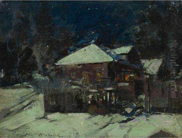 House Beneath The Snow Oil Painting by Konstantin Alexeievitch Korovin